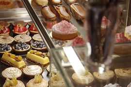 Patisserie in a display case