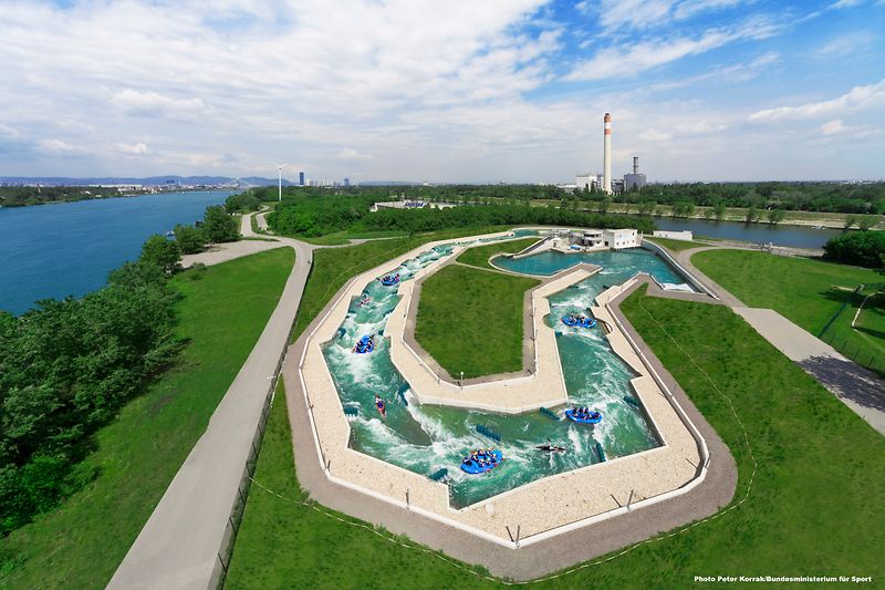 Die Verbund Wassersportarena auf der Donauinsel 