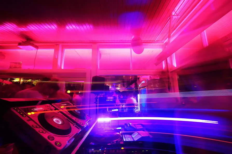 DJ desk in the Volksgarten Pavilion