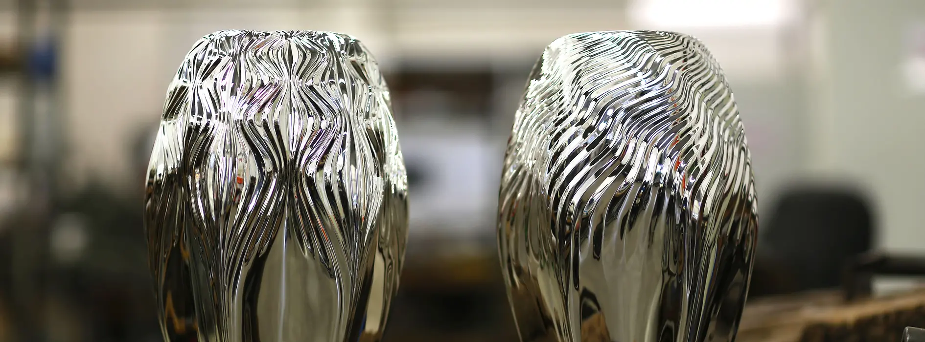 Vases in a design by Zaha Hadid for the Vienna Silver Factory