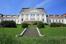 Exterior view of Wilhelminenberg Palace by day