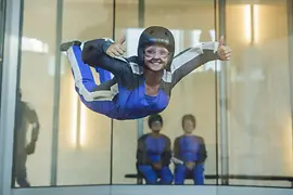 Woman in the Windobona wind tunnel