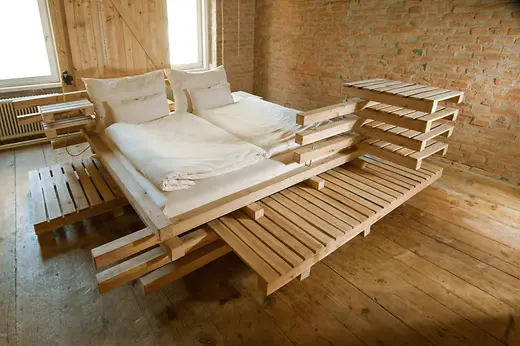 Bed in a guest room