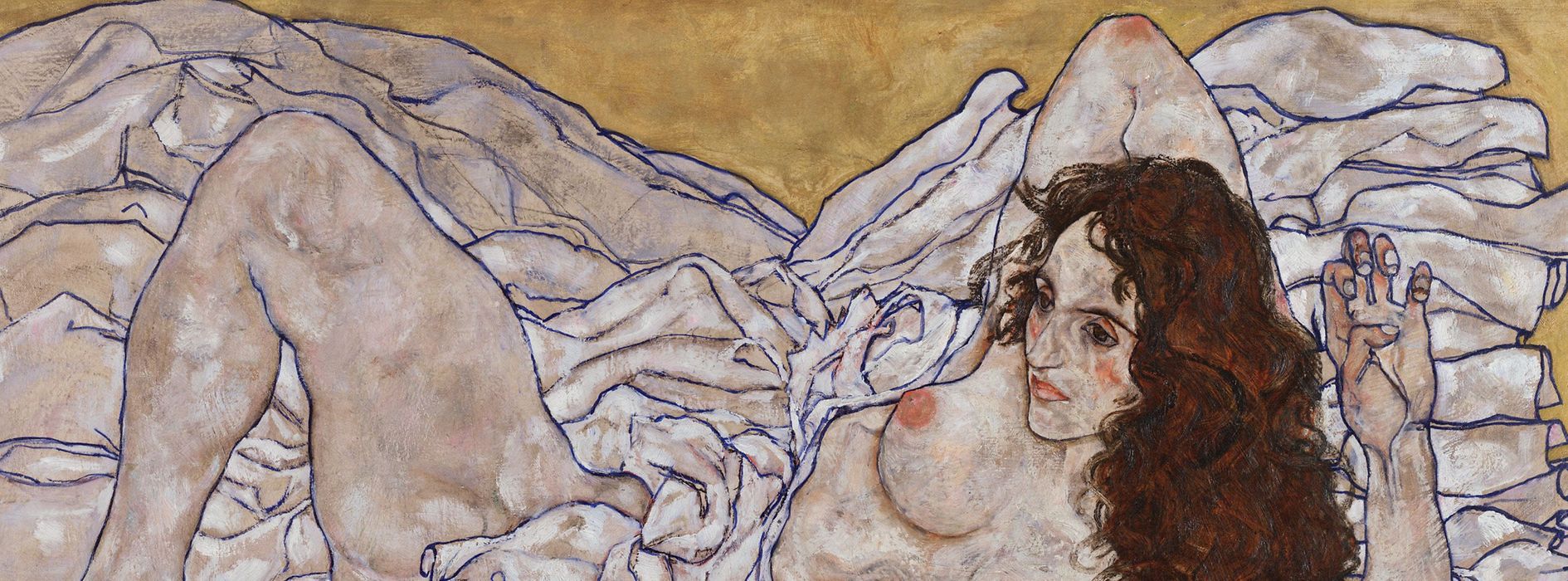 Painting of a naked woman by Egon Schiele