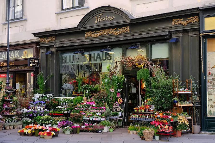 Plants in front of a flower shop