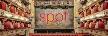 Konzertsaal mit Schriftzug "spot" im Vordergrund