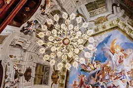 Upper Belvedere, interior view, ceiling fresco, chandelier