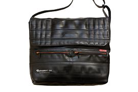 kontiki upcycling, black shoulder bag "atlantic"