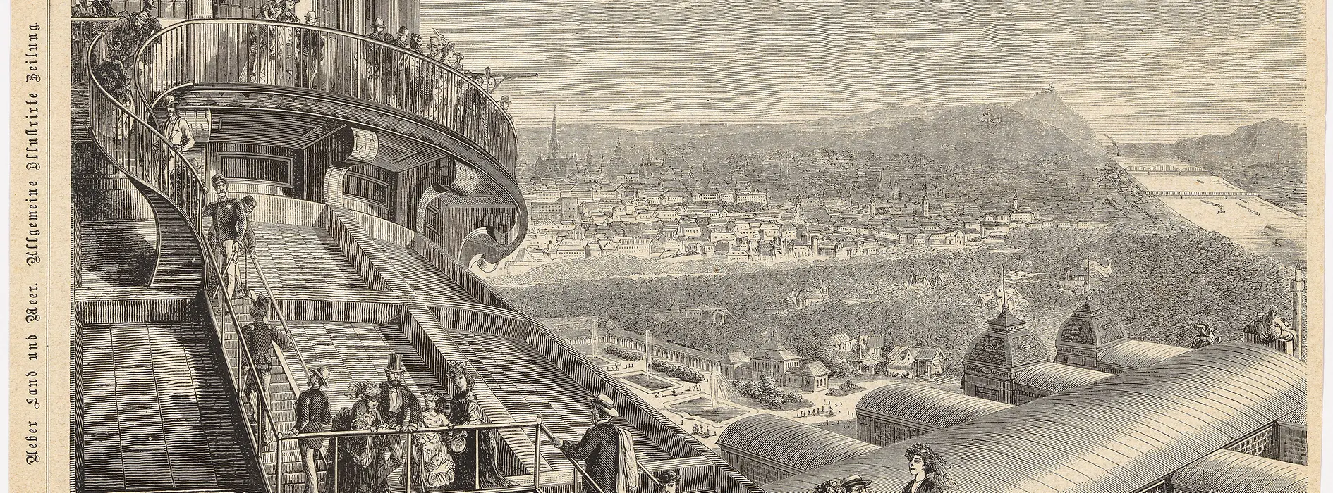 Illustration: Vienna World Exhibition. On the roof of the rotunda