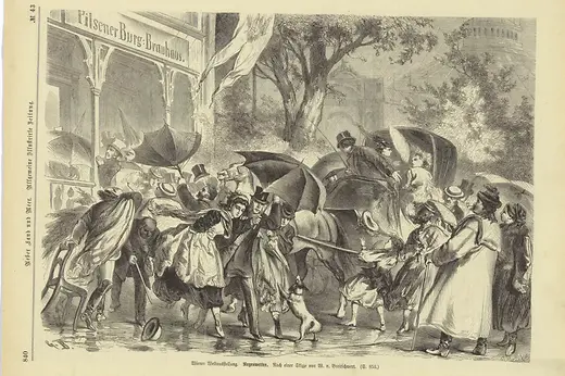 Illustration \"Wiener Weltausstellung. Regenwetter\"