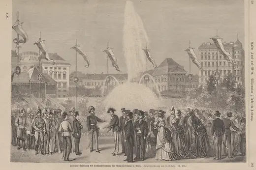 Wiener Weltausstellung, Illustration Eröffnung Hochstrahlbrunnen