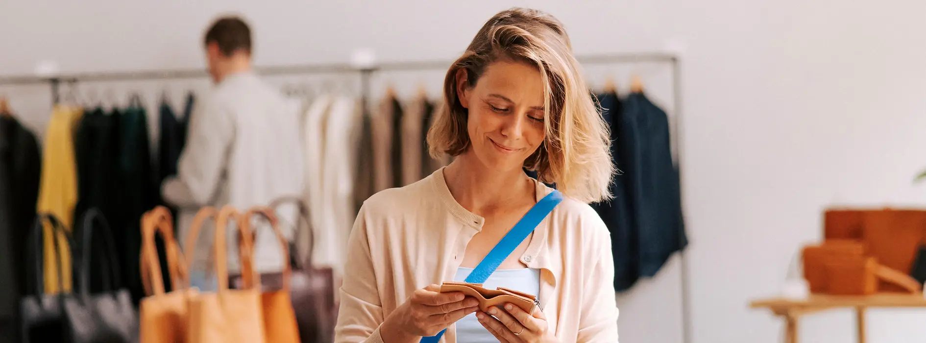 Woman shopping in a fashion store