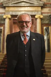 Michael Mosing, Concierge of the Hotel Imperial Vienna in front of the staircase