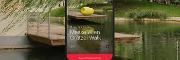 Advertising subject ivie Messe Wien Grätzel Walk - water surface with trees and art object