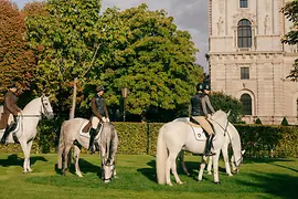 Lipizzaner horses on the morning stroll through the Burggarten