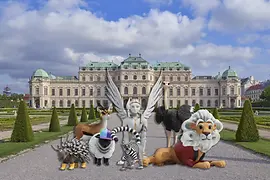 Gezeichnete Tiere des AR-Spiels The Fantastic Palastics im Belvedere
