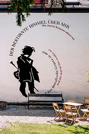 Beethoven mural in black and white at the wall of the Beethoven Museum