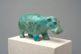 Kunsthistorisches Museum Wien: Sculpture of a hippopotamus, Egyptian collection, around 2000 BC.