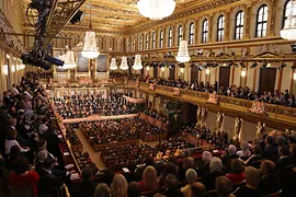 A Bécsi Filharmonikusok újévi koncertje a Musikverein Aranytermében