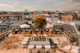 Rooftop bar on the roof of the Hotel Hoxton, Vienna
