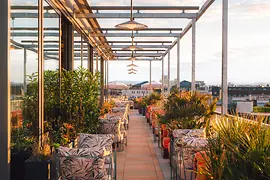Rooftop bar on the roof of the Hotel Hoxton, Vienna