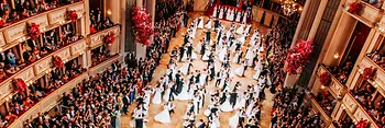 Dancing debutante couples at the opening of the Vienna Opera Ball at the Vienna State Opera