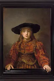 Painting by Rembrandt Harmensz. van Rijn, Girl in a Picture Frame, 1641
