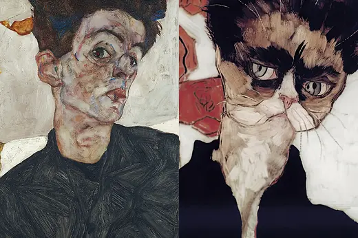 Egon Schiele, Self-Portrait (c) Leopold Museum & Midjourney AI Picture generated by Vienna Tourist Board