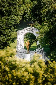 The gilded statue of waltz king Johann Strauss Sohn in Vienna's Stadtpark.