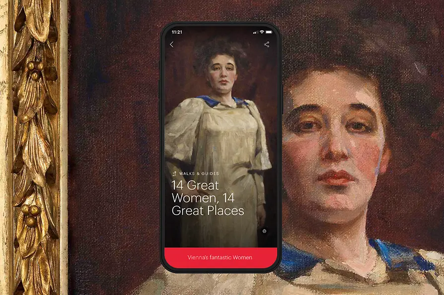 ivie Sujet with self-portrait of the artist Teresa Feodorowna Ries. Text: 14 Great Women 14 Great Places
