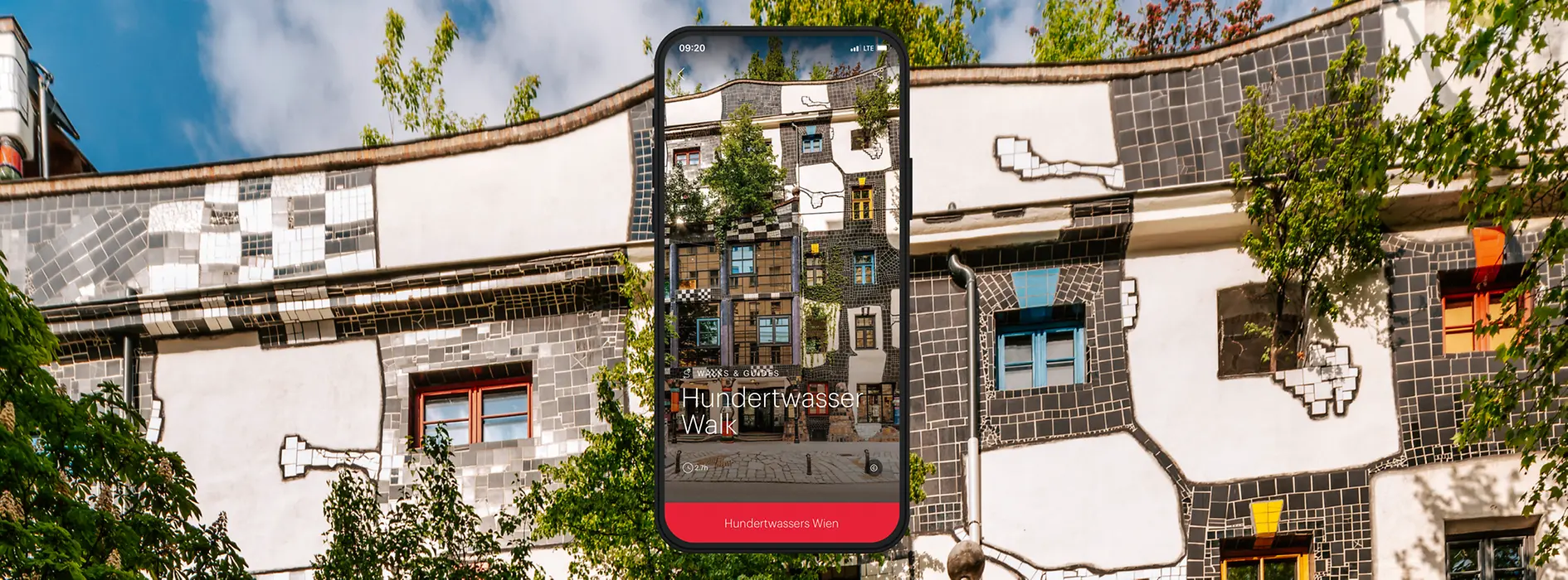 Werbesujet mit Foto des Kunst Haus Wien für Hundertwasser Walk