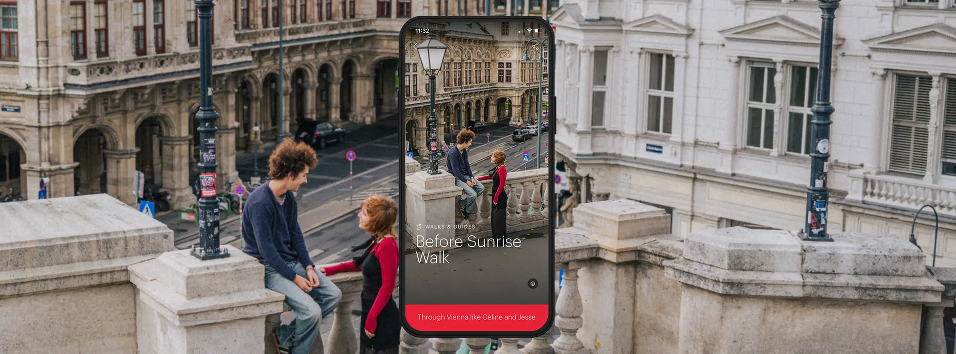 Sujet ivie with text: "Before Sunrise Walk"