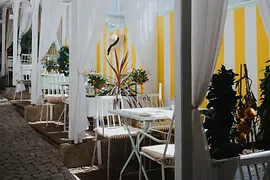 outdoor dining area of a restaurant