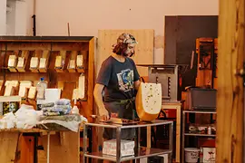 Jumi employee with cheese