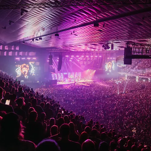 A full Vienna Stadthalle during a Green Day concert in 2025