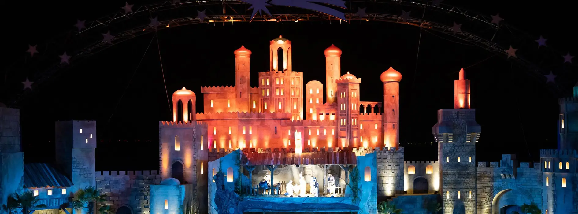 Nativity scene world in Mörbisch at night