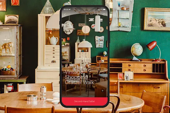 ivie Sujet mit Text: Vintage Shopping Grätzel Walk