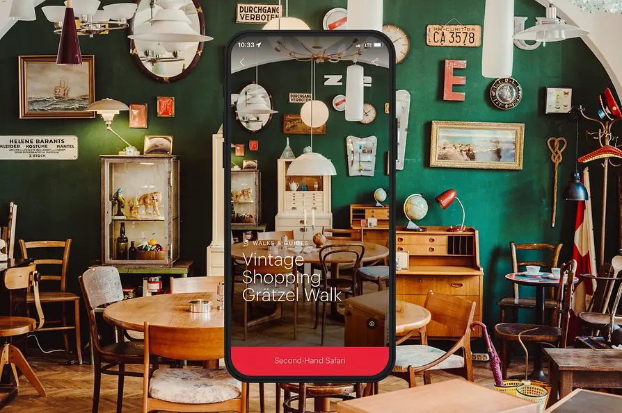 ivie Sujet mit Text: Vintage Shopping Grätzel Walk