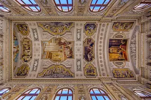 View of the ceiling paintings in the Burgtheater