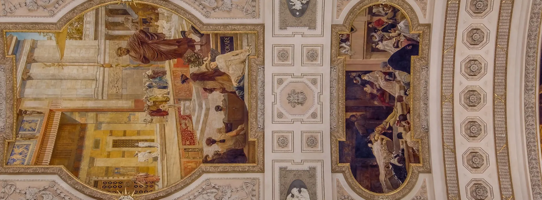 View of the ceiling paintings in the Burgtheater